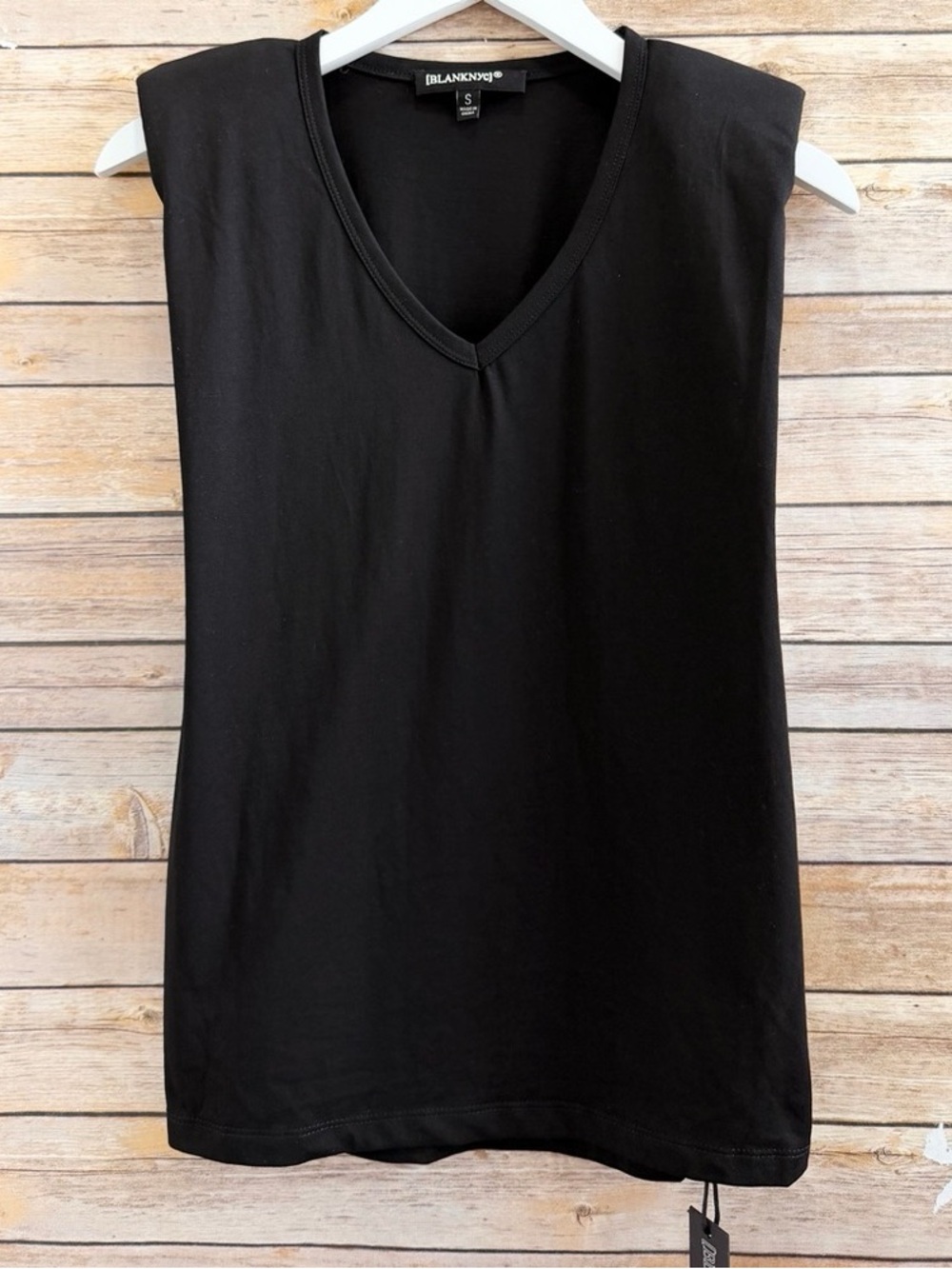 Blank NYC Black V-Neck Sleeveless Muscle Tank